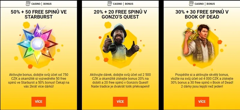 Bonusy za první vklad na Spinamba Casino