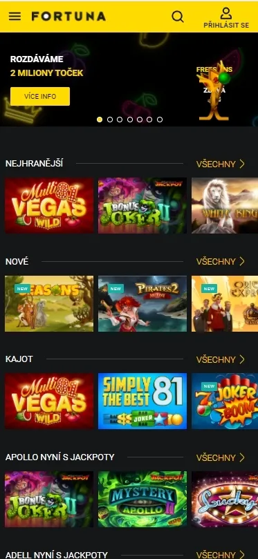 Mobilní verze kasina Fortuna