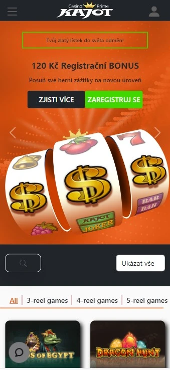 Mobilní verze Kajot Prime