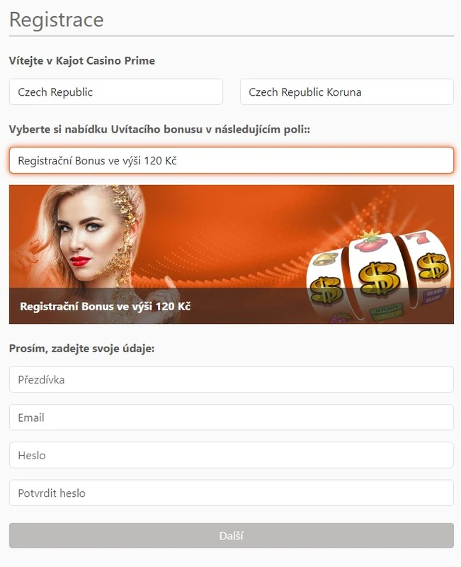 kajot prime registrace