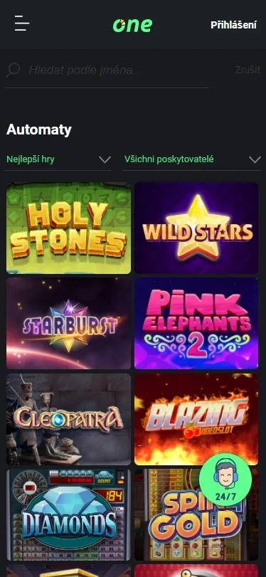 Mobilní verze One Casino