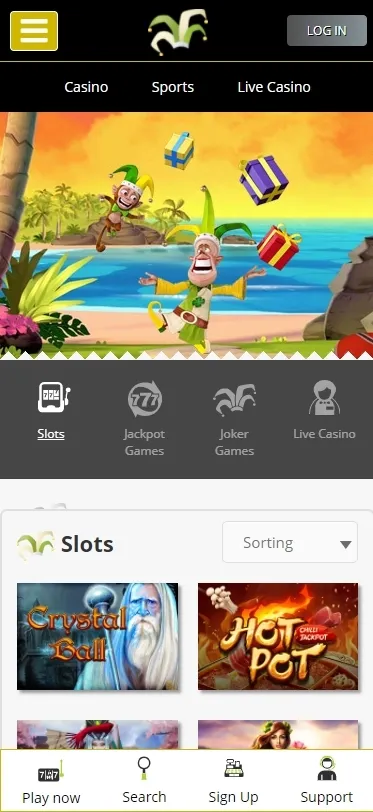 Mobilní verze kasina Joker