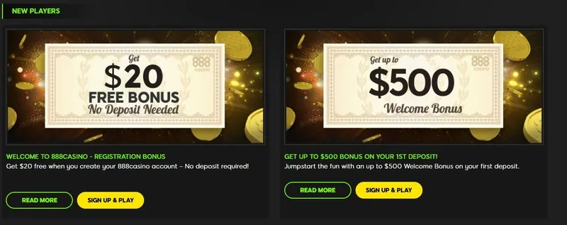 Bonusy při prvním vkladu v kasinu 888