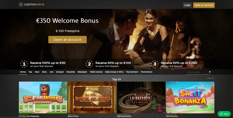 Extra kasino domovská stránka