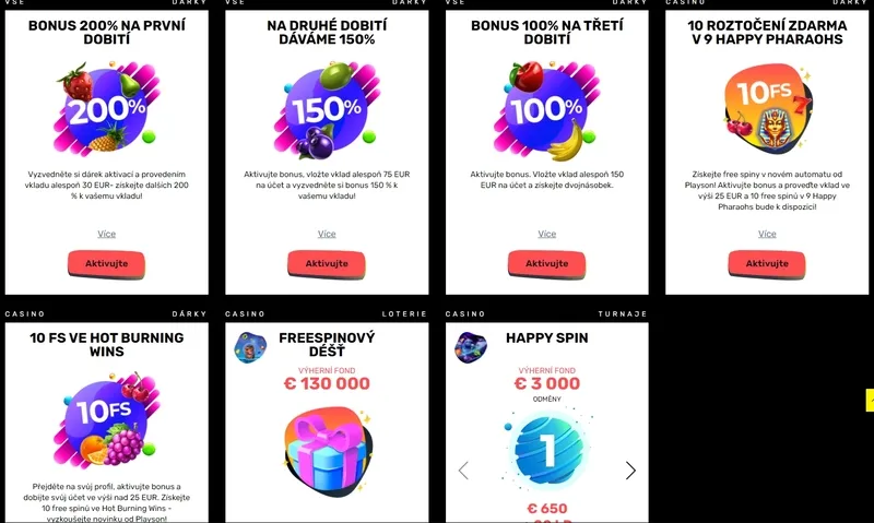 Všechny bonusy a propagační akce kasina SlottyWay