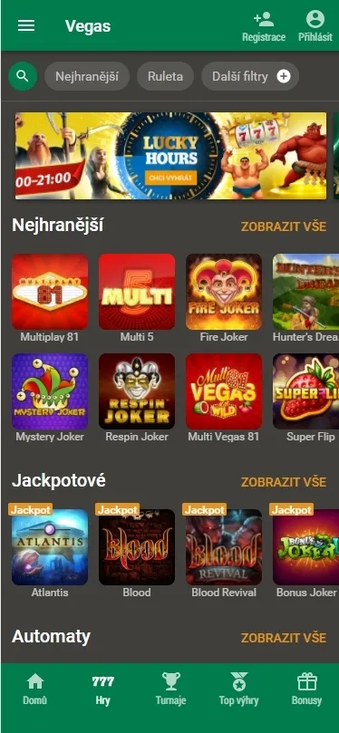 Mobilní verze Chance Casino
