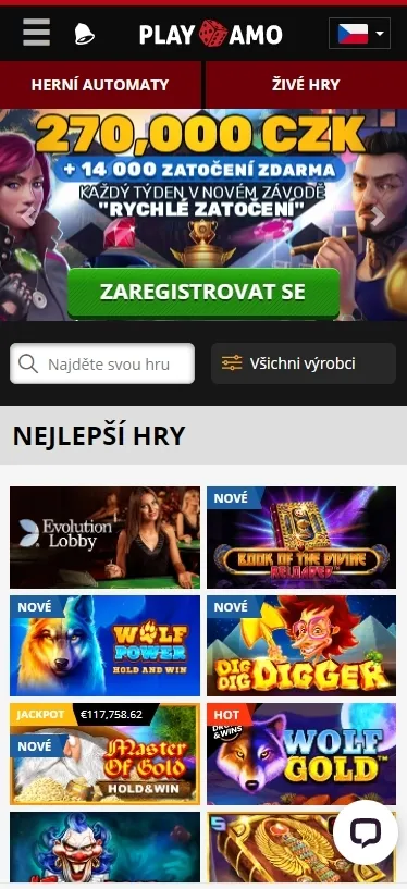 Playamo Casino mobilní verze