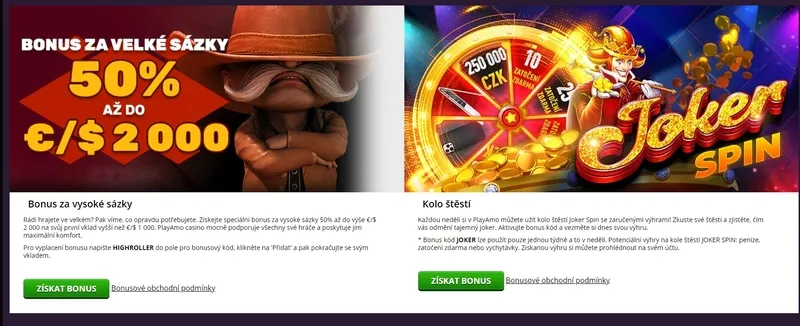 Všechny bonusy a propagační akce kasina Playamo