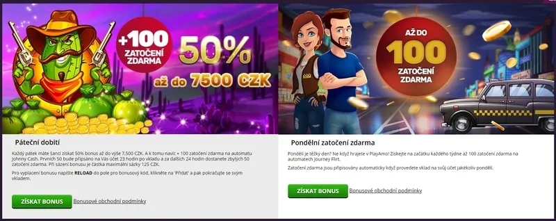 Všechny bonusy a propagační akce kasina Playamo