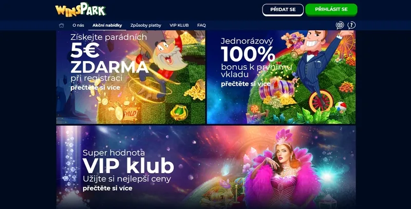 Všechny bonusy a propagační akce kasina Winspark