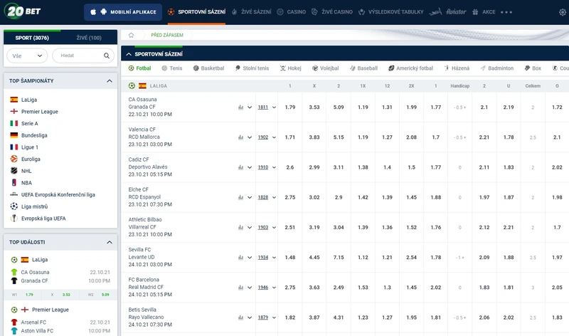 20bet casino Sportovní sázení