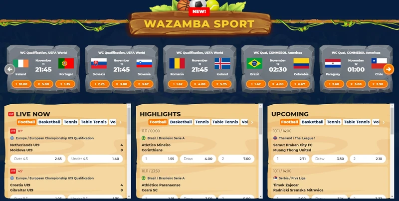 Sportovní sázení v Wazamba
