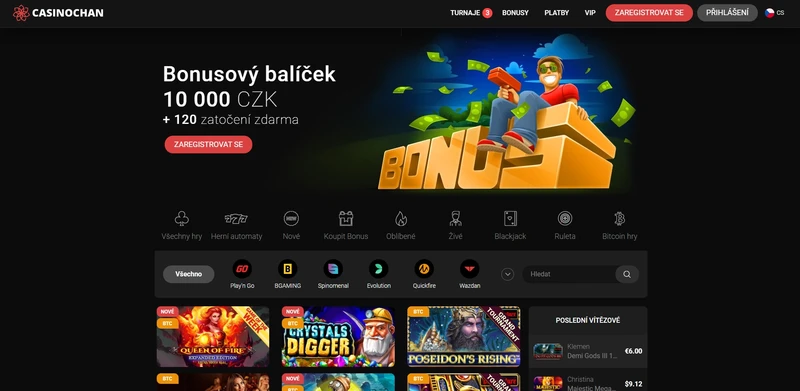 Přehled oficiálních webových stránek Casinochan