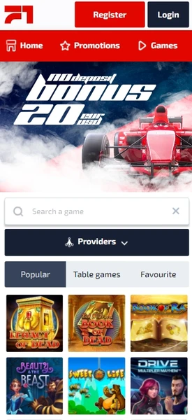 Mobilní verze online f1 casino