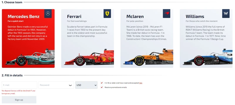 f1 casino registrace