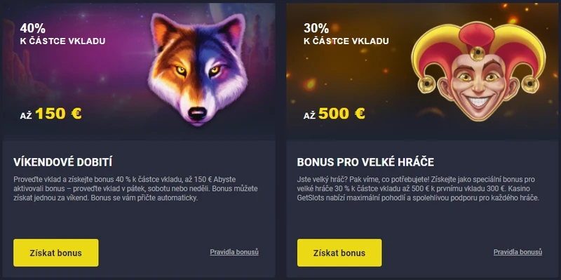 GetSlots casino bonusy