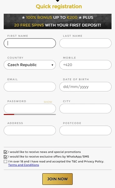 Registrace na webových stránkách kasina a ověření účtu Unique Casino