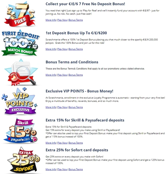 scratchmania casino bonuses