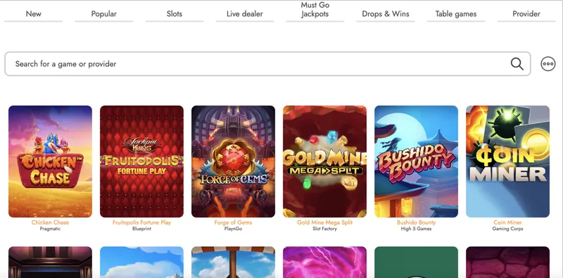 Hazardní hry v lobby Casimba Casino