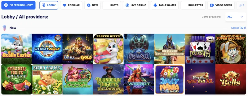 Hazardní hry v lobby Ice Casino