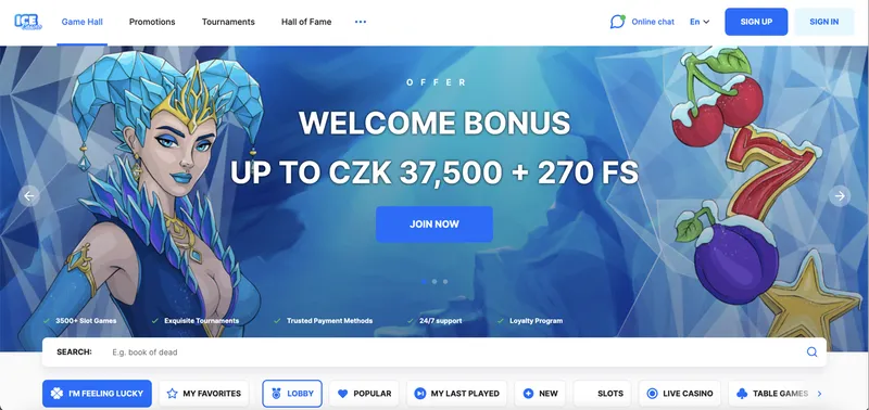 Přehled oficiálních stránek Ice casino
