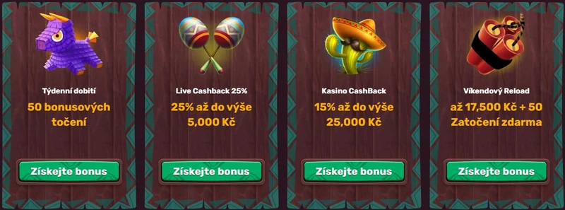 Bonusy 5 Gringo Casino - 100% do 12 500 Kč a 100 otočení zdarma