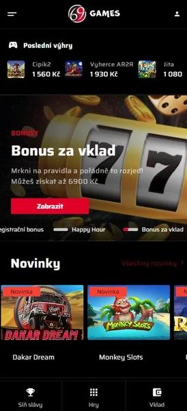 Mobilní verze 69Games Casino