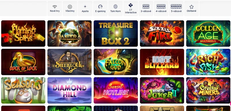 Hazardní hry v lobby kasina Apollo Games