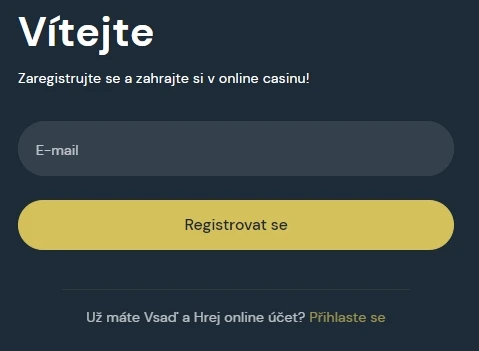 Registrace na webových stránkách kasina a ověření účtu Vsaď A Hrej Casino