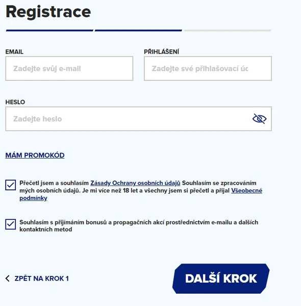 Registrace na webových stránkách kasina a ověření účtu v Sportaza Casino