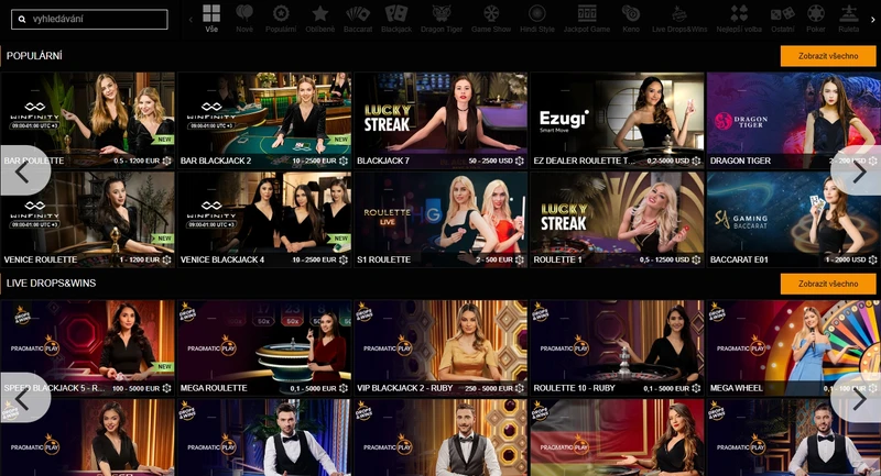 Živé hry v Paripesa Casino