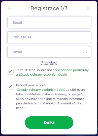 Registrace na webových stránkách kasina a ověření účtu v Alf Casino
