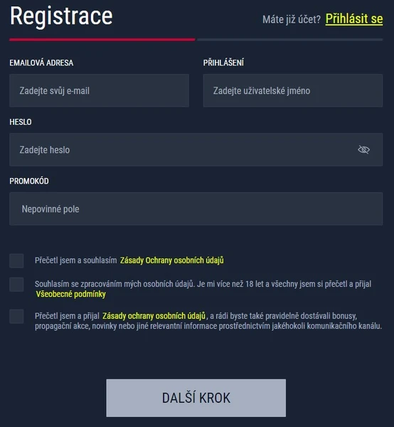 Registrace na webových stránkách kasina a ověření účtu v Rabona casino