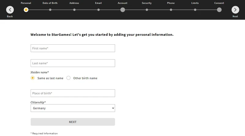 Registrace, ověření účtu a přihlášení Stargames Casino