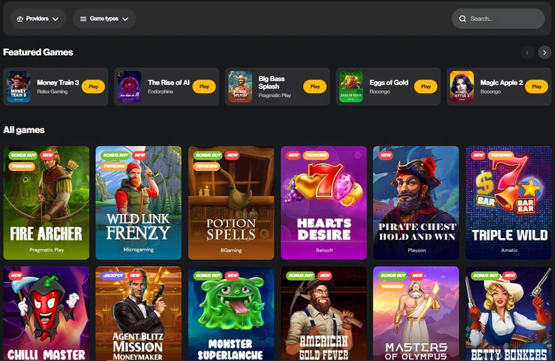 Hazardní hry v Fortune Jack Casino