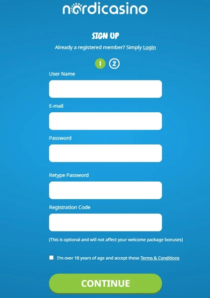 Registrace a přihlášení do Nordicasino