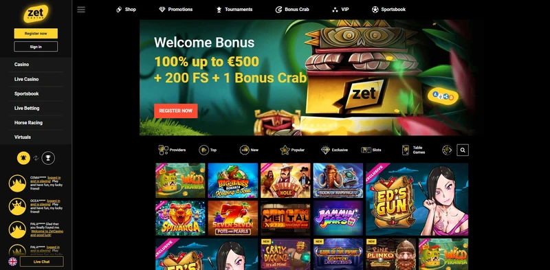 Oficiální webové stránky v Zet casino