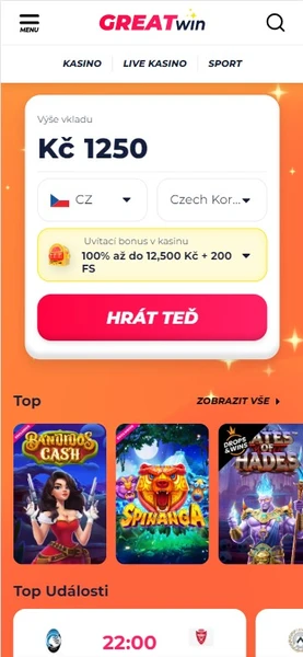 Mobilní verze Greatwin casino