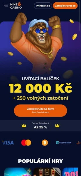 Mobilní verze v Ninecasino