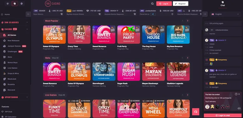 500 Casino - Hazardní hry