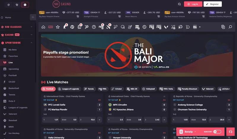 500 Casino - Sportovní sázení