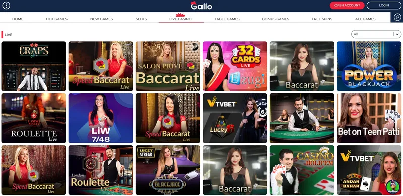 Gallo Casino - Živé casino