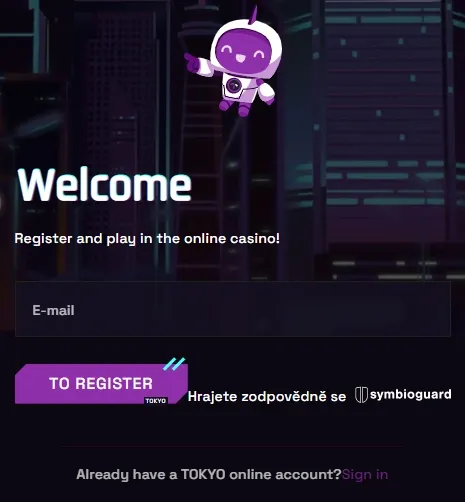 Registrace a přihlášení Tokyo casino