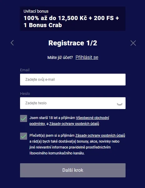 Prihlaseni - Frumzi Casino