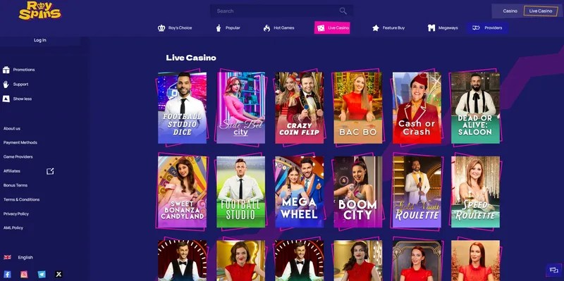 Royspins Online Casino - Live Casino