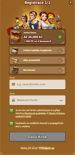 My Empire Casino - Prihlaseni