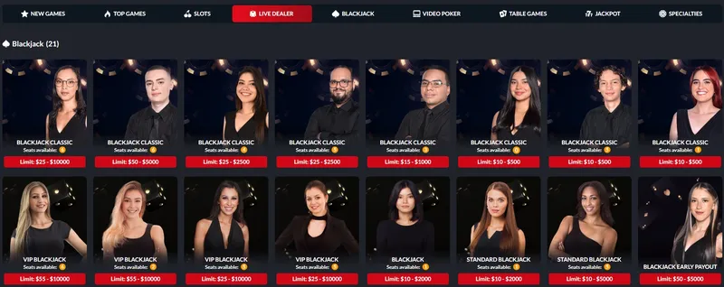 Live Dealer Casino Games Red Dog Casino