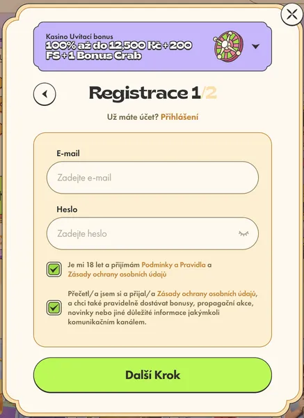 Vinyl Casino - Registrace