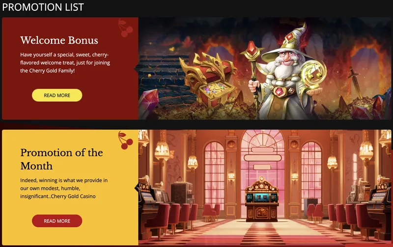 Cherry Gold Casino - Bonuses