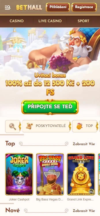 Mobilní verze Bethall Casino